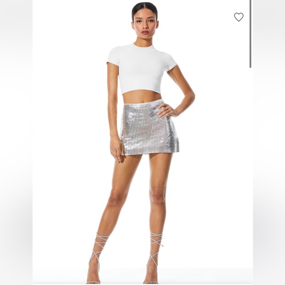 Alice & Olivia Silver Metal Chainmail Mini Skirt - Picture 4 of 14